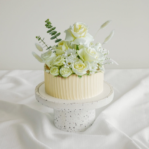 Picture of Floral Buttercream Cake with Vertical Pattern | 7"